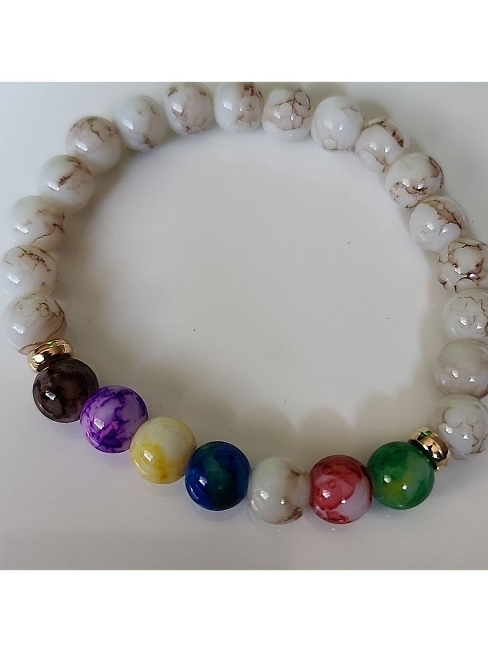 😎FASHION Bracelet Glass Beads MULTICOLOR - Picture 2 of 3